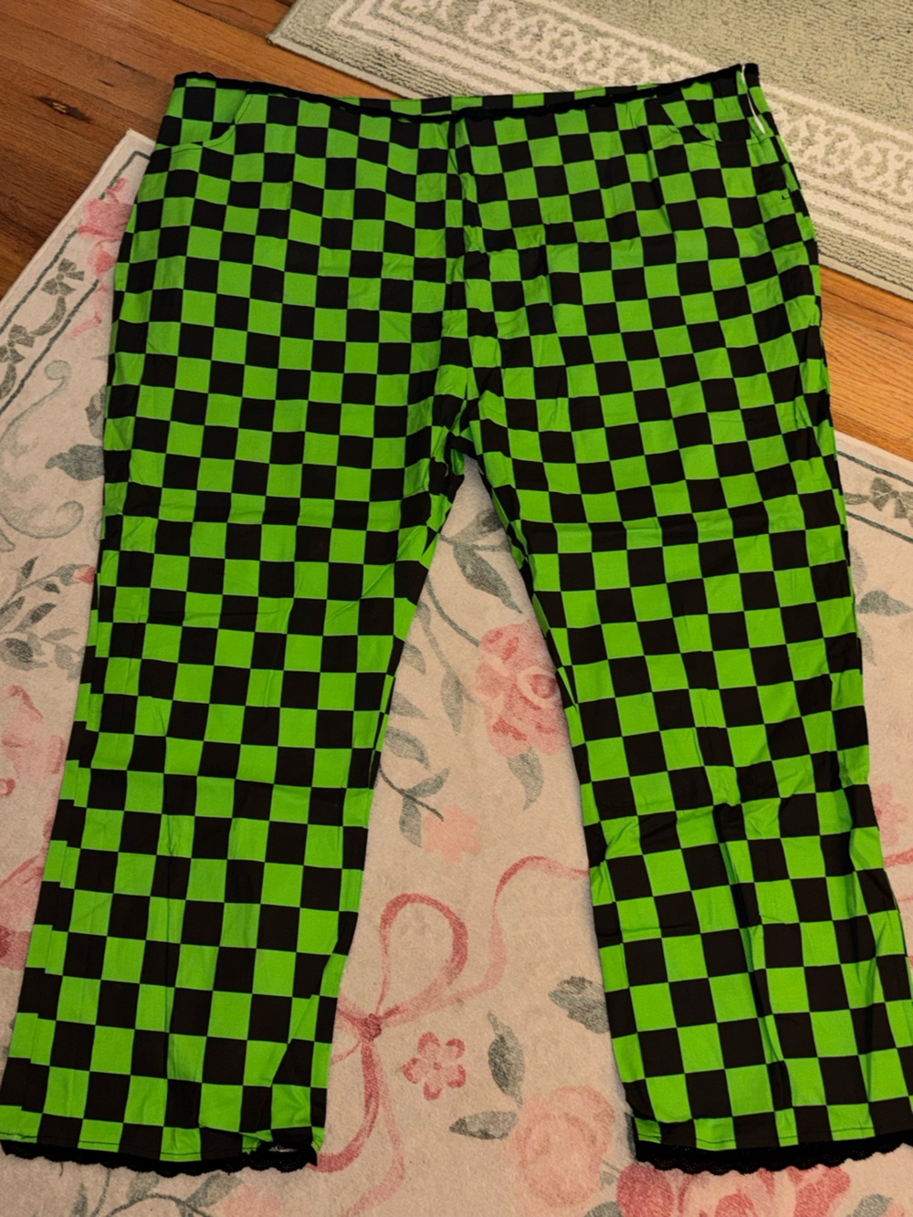 Neon Green & Black Checkerboard pants
